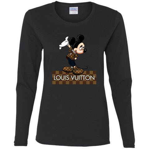 Louis Vuitton Mickey T-shirt Women Long Sleeve Shirt Black / S Women Long Sleeve Shirt - parenttees