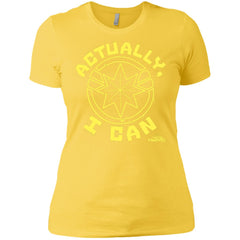 Captain Marvel Actually I Can Yellow Logo Women Cotton T-Shirt Women Cotton T-Shirt - parenttees