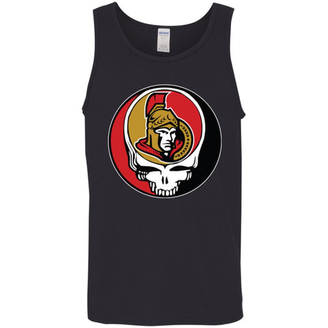 Ottawa Senators Grateful Dead Steal Your Face Hockey Nhl Shirts Men Cotton Tank Black / X-Small Men Cotton Tank - parenttees