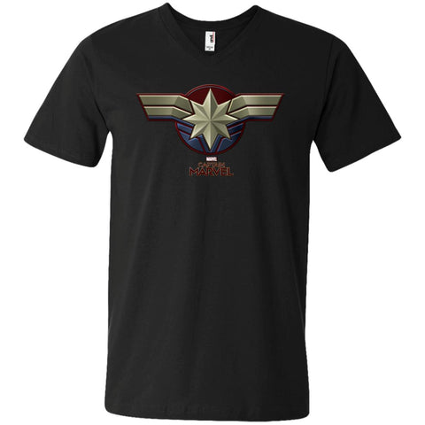 Marvel Captain Marvel Movie Chest Symbol Men V-Neck T-Shirt Black / S Men V-Neck T-Shirt - parenttees