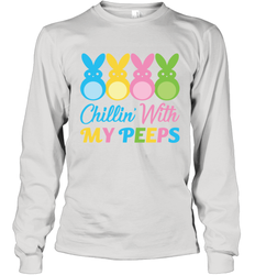 Chillin With My Cute Peeps Easter Bunny Funny Eggs Men Long Sleeve Shirt
