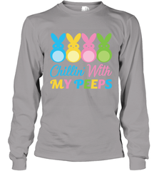 Chillin With My Cute Peeps Easter Bunny Funny Eggs Men Long Sleeve Shirt Apparel - parenttees