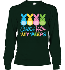 Chillin With My Cute Peeps Easter Bunny Funny Eggs Men Long Sleeve Shirt Apparel - parenttees