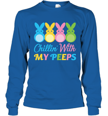 Chillin With My Cute Peeps Easter Bunny Funny Eggs Men Long Sleeve Shirt Apparel - parenttees