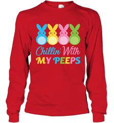 Chillin With My Cute Peeps Easter Bunny Funny Eggs Men Long Sleeve Shirt Apparel - parenttees