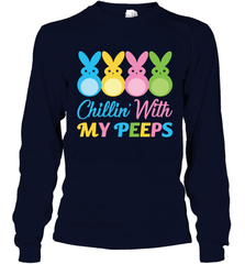Chillin With My Cute Peeps Easter Bunny Funny Eggs Men Long Sleeve Shirt Apparel - parenttees