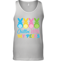 Chillin With My Cute Peeps Easter Bunny Funny Eggs Men Cotton Tank Apparel - parenttees