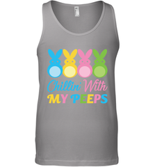 Chillin With My Cute Peeps Easter Bunny Funny Eggs Men Cotton Tank Apparel - parenttees