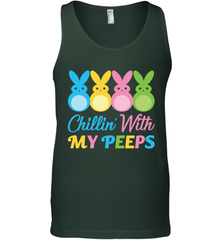 Chillin With My Cute Peeps Easter Bunny Funny Eggs Men Cotton Tank Apparel - parenttees