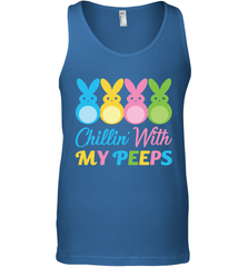 Chillin With My Cute Peeps Easter Bunny Funny Eggs Men Cotton Tank Apparel - parenttees