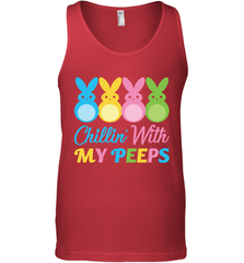 Chillin With My Cute Peeps Easter Bunny Funny Eggs Men Cotton Tank Apparel - parenttees