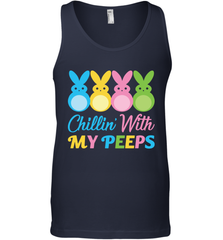 Chillin With My Cute Peeps Easter Bunny Funny Eggs Men Cotton Tank Apparel - parenttees