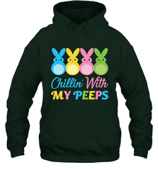 Chillin With My Cute Peeps Easter Bunny Funny Eggs Pullover Hoodie Sweatshirt Apparel - parenttees