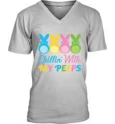 Chillin With My Cute Peeps Easter Bunny Funny Eggs Men V-Neck T-Shirt