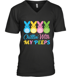 Chillin With My Cute Peeps Easter Bunny Funny Eggs Men V-Neck T-Shirt