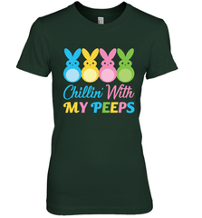Chillin With My Cute Peeps Easter Bunny Funny Eggs Women Cotton T-Shirt Apparel - parenttees