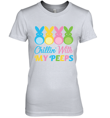 Chillin With My Cute Peeps Easter Bunny Funny Eggs Women Cotton T-Shirt Apparel - parenttees