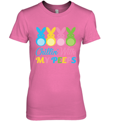 Chillin With My Cute Peeps Easter Bunny Funny Eggs Women Cotton T-Shirt Apparel - parenttees