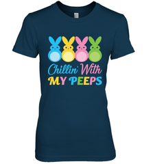 Chillin With My Cute Peeps Easter Bunny Funny Eggs Women Cotton T-Shirt Apparel - parenttees