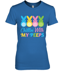 Chillin With My Cute Peeps Easter Bunny Funny Eggs Women Cotton T-Shirt Apparel - parenttees