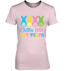 Chillin With My Cute Peeps Easter Bunny Funny Eggs Women Cotton T-Shirt Apparel - parenttees