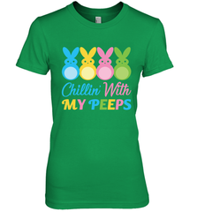 Chillin With My Cute Peeps Easter Bunny Funny Eggs Women Cotton T-Shirt Apparel - parenttees