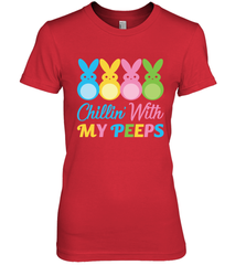 Chillin With My Cute Peeps Easter Bunny Funny Eggs Women Cotton T-Shirt Apparel - parenttees