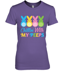 Chillin With My Cute Peeps Easter Bunny Funny Eggs Women Cotton T-Shirt Apparel - parenttees
