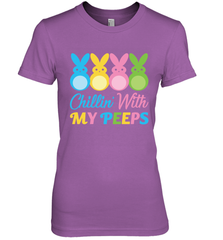 Chillin With My Cute Peeps Easter Bunny Funny Eggs Women Cotton T-Shirt Apparel - parenttees
