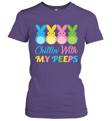 Chillin With My Cute Peeps Easter Bunny Funny Eggs Women Short Sleeve T-Shirt Apparel - parenttees