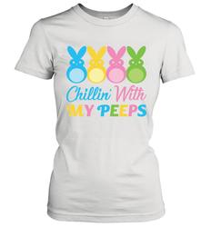 Chillin With My Cute Peeps Easter Bunny Funny Eggs Women Short Sleeve T-Shirt