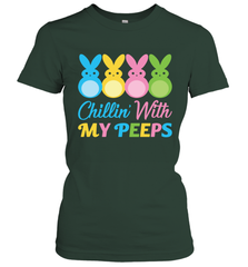 Chillin With My Cute Peeps Easter Bunny Funny Eggs Women Short Sleeve T-Shirt Apparel - parenttees