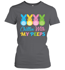 Chillin With My Cute Peeps Easter Bunny Funny Eggs Women Short Sleeve T-Shirt Apparel - parenttees