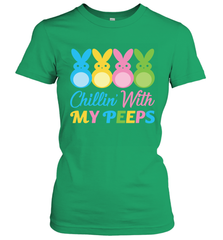 Chillin With My Cute Peeps Easter Bunny Funny Eggs Women Short Sleeve T-Shirt Apparel - parenttees
