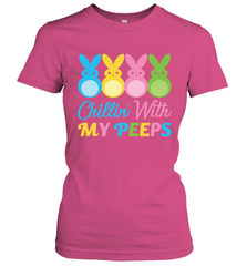 Chillin With My Cute Peeps Easter Bunny Funny Eggs Women Short Sleeve T-Shirt Apparel - parenttees