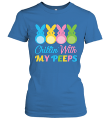 Chillin With My Cute Peeps Easter Bunny Funny Eggs Women Short Sleeve T-Shirt Apparel - parenttees