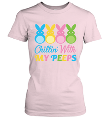 Chillin With My Cute Peeps Easter Bunny Funny Eggs Women Short Sleeve T-Shirt Apparel - parenttees