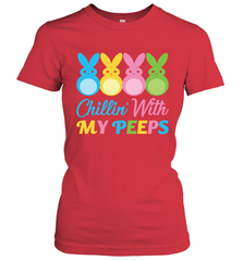 Chillin With My Cute Peeps Easter Bunny Funny Eggs Women Short Sleeve T-Shirt Apparel - parenttees