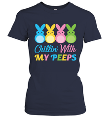 Chillin With My Cute Peeps Easter Bunny Funny Eggs Women Short Sleeve T-Shirt Apparel - parenttees