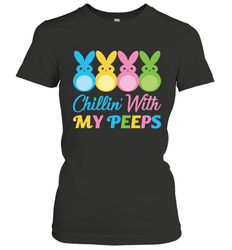 Chillin With My Cute Peeps Easter Bunny Funny Eggs Women Short Sleeve T-Shirt